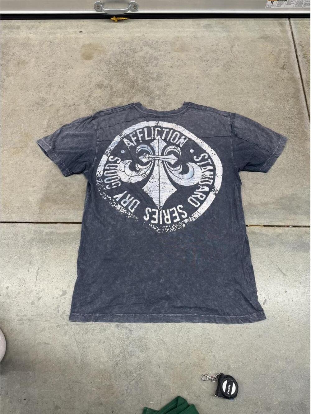 vintage affliction standard series dry goods dark grey spade shirt size large
